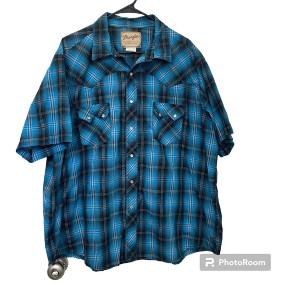Wrangler Western Pearl Button up Shirt 2XL Blue